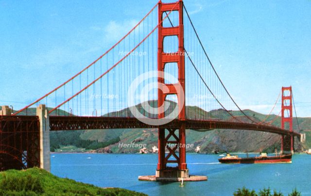 San Francisco's Golden Gate Bridge, California, USA, 1957. Artist: Unknown