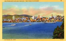 San Francisco's skyline from the Bay, California, USA, 1932