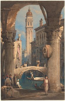 San Giorgio dei Greci, Seen from an Arcade, 1824/1829. Creator: Samuel Prout