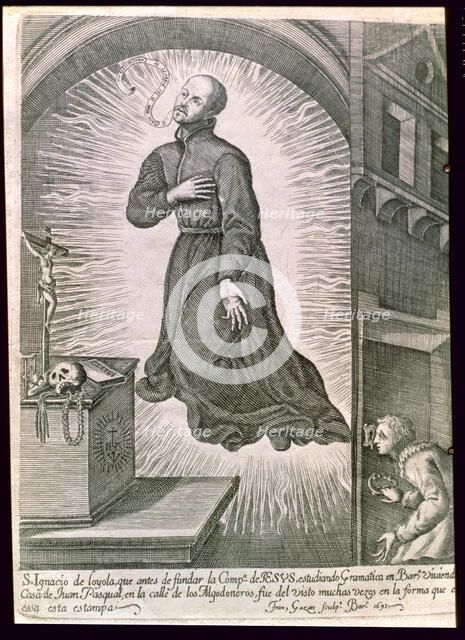 San Ignacio de Loyola (Iñigo Lopez de Loyola). (1491-1556), in full levitation living in Barcelon…