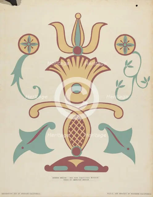 San Juan Capistrano Mission Border Design from the portfolio "Decorative Art...", 1935/1942. Creator: Unknown.