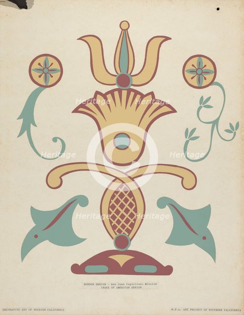 San Juan Capistrano Mission Border Design from the portfolio "Decorative Art...", 1935/1942. Creator: Unknown.