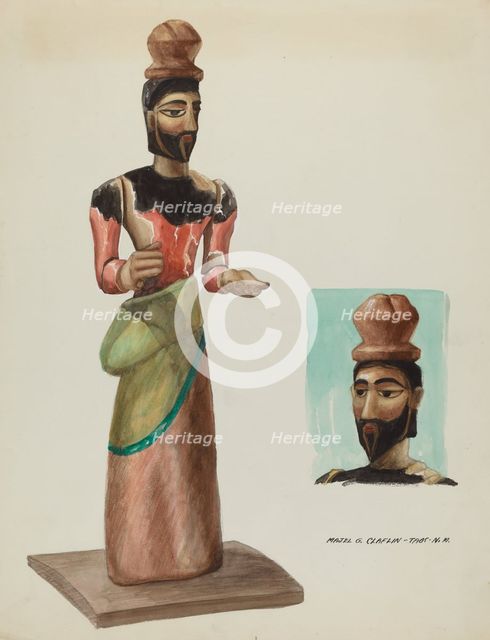 San Jose, Carved and Painted Wooden Santo, c. 1937. Creator: Majel G. Claflin.