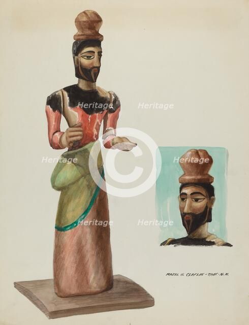 San Jose, Carved and Painted Wooden Santo, c. 1937. Creator: Majel G. Claflin.