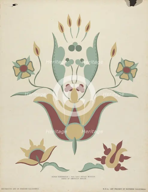 San Luis Obispo Mission Altar Tabernacle From the portfolio "Decorative Art...", 1935/1942. Creator: Unknown.