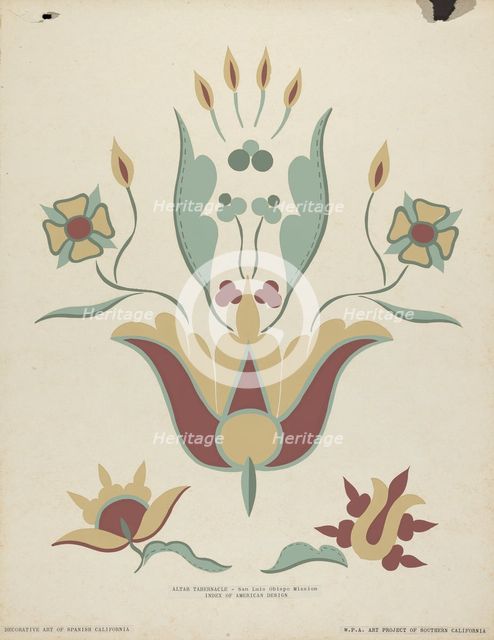 San Luis Obispo Mission Altar Tabernacle From the portfolio "Decorative Art...", 1935/1942. Creator: Unknown.
