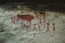 San rock painting in the Drakensberg Mountains in South Africa