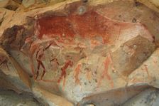 San rock painting in the Drakensberg Mountains in South Africa