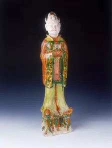Sancai pottery figure of an official of Khotanese type, High Tang period, China, 684-756. Creator: Unknown