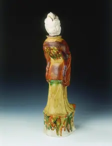 Sancai pottery figure of an official of Khotanese type, High Tang period, China, 684-756. Creator: Unknown