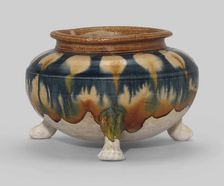 Sancai (three-color glazed) tripod censer. Creator: The Oriental Applied Arts
