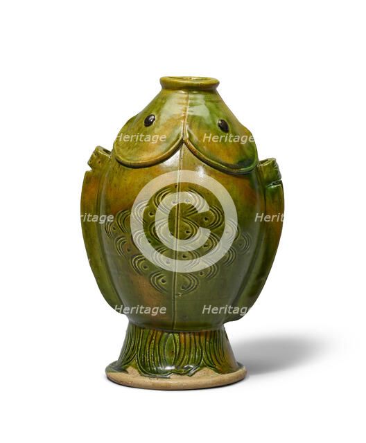 Sancai (three-color glazed) Twin Fish Form Vase, Between 960 and 1127. Creator: The Oriental Applied Arts.