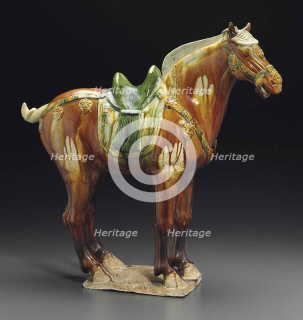 Sancai (three-color glazed) figure of a horse. Creator: The Oriental Applied Arts.