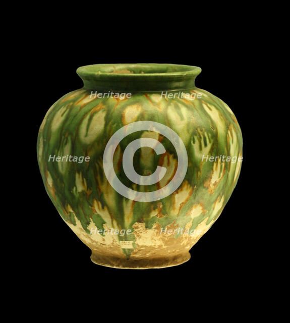 Sancai (three-color glazed) pottery jar. Creator: The Oriental Applied Arts.