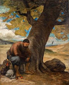 Sancho Panza, resting under a tree, c1860/1870. Creator: Honore Daumier