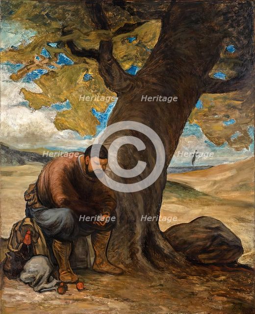 Sancho Panza, resting under a tree, c1860/1870. Creator: Honore Daumier.