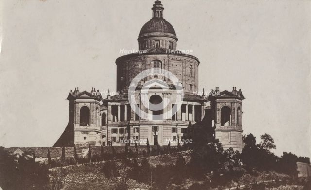 Sanctuary of Madonna di San Luca from the west, Bologna, between 1880-1886. Creator: Giorgio Sommer.