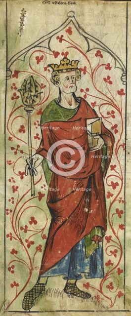 Sanctus Edwardus, Edward the Confessor, standing with a sceptre and a book, c1307-c1327. Creator: Unknown.