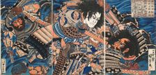 Sanada no Yoichi Yoshihisa and Matano no Goro Kagehisa, ca 1835. Creator: Kuniyoshi, Utagawa (1797-1861)