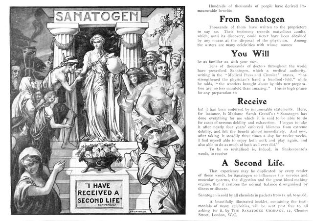 Sanatogen: "I have received a second life", 1909. Creator: Edward Frederick Skinner.