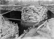 Sand bags between trenches, between c1915 and c1920. Creator: Bain News Service