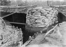 Sand bags between trenches, between c1915 and c1920. Creator: Bain News Service