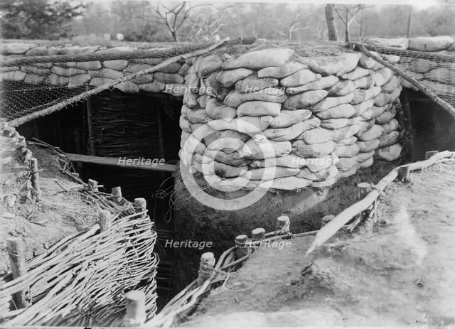 Sand bags between trenches, between c1915 and c1920. Creator: Bain News Service.