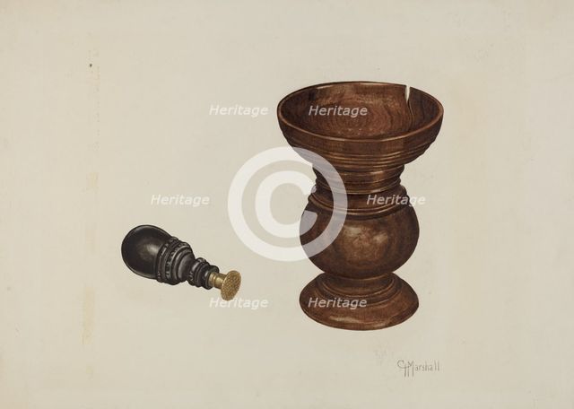 Sand Box and Seal, c. 1939. Creator: Claude Marshall.