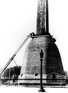 Sandbags protecting the base of the Egyptian obelisk, German-occupied Paris, 1940