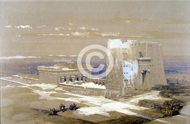 Sandstone Temple of Edfu, dedicated to the falcon-headed god Horus, Egypt, 1838. Artist: Louis Haghe
