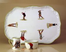Sandwich platter, coffee-size jug and sugar bowl, c1912. Creator: HM Williamson and Sons