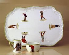 Sandwich platter, coffee-size jug and sugar bowl, c1912. Artist: HM Williamson and Sons