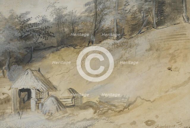 Sandy slope with a hut. Creator: Unknown.