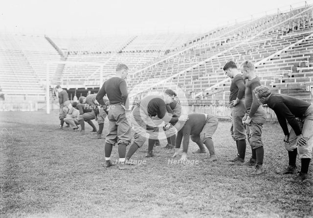 Sanford Trying out men for Centre, Yale, between c1910 and c1915. Creator: Bain News Service.