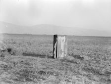 Sanitary facilities for migratory workers, Ditch bank camp, near Arvin, Kern County, CA, 1936. Creator: Dorothea Lange