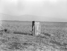 Sanitary facilities for migratory workers, Ditch bank camp, near Arvin, Kern County, CA, 1936. Creator: Dorothea Lange