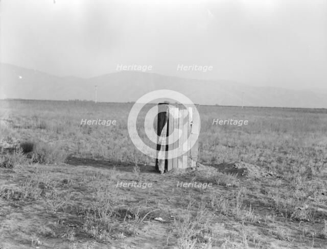 Sanitary facilities for migratory workers, Ditch bank camp, near Arvin, Kern County, CA, 1936. Creator: Dorothea Lange.