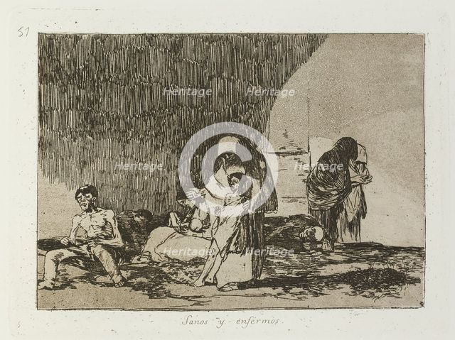 Sanos y enfermos.; Los Desastres de la Guerra, Madrid 1863. Creator: Francisco Goya.