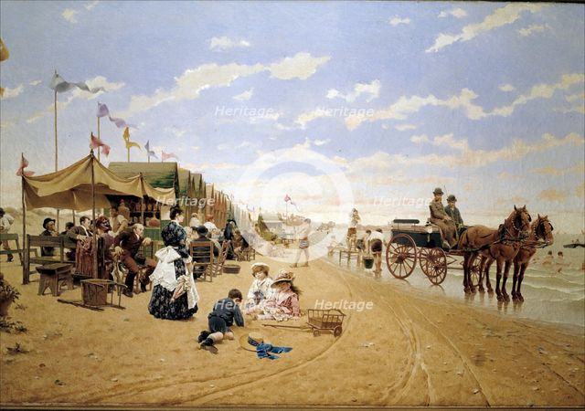 Sanlucar beach', oil by German Alvarez.