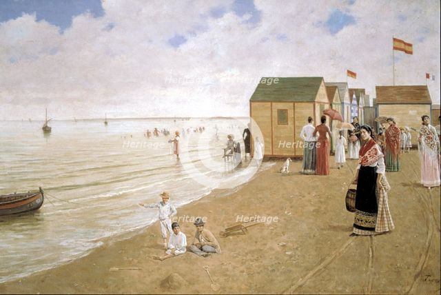Sanlucar de Barrameda beach', oil by Joaquín Turina.