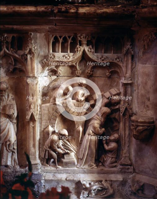 Santo Domingo de la Calzada (1019-1109), Spanish hermit, relief in his mausoleum in the cathedral…