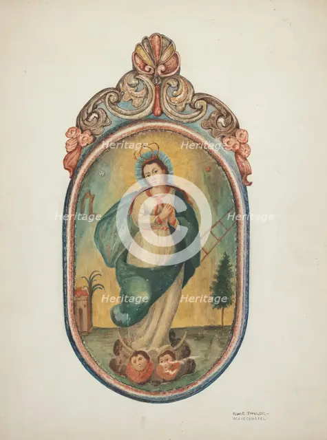 Santo de Retablo (Virgin Mary), 1939/1940. Creators: Robert W.R. Taylor, William Kieckhofel.