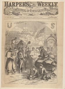 Santa Claus in Camp (from Harper's Weekly), January 3, 1863. Creator: Thomas Nast