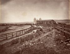 Santa Barbara and Mission Church, 1876, printed ca. 1876. Creator: Carleton Emmons Watkins