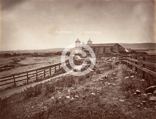 Santa Barbara and Mission Church, 1876, printed ca. 1876. Creator: Carleton Emmons Watkins.