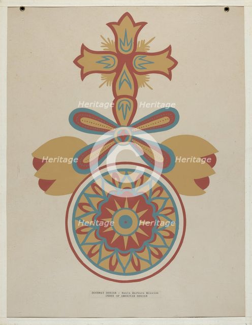 Santa Barbara Mission Doorway Design from the portfolio "Decorative Art...", 1935/1942. Creator: Unknown.