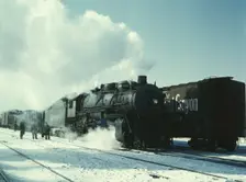 Santa Fe R.R. freight train about to leave for the West Coast from Corwith yard, Chicago, Ill., 1943 Creator: Jack Delano