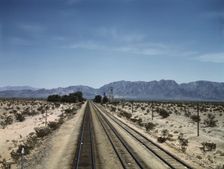 Santa Fe R.R. line leaving Cadiz, Calif. , 1943. Creator: Jack Delano
