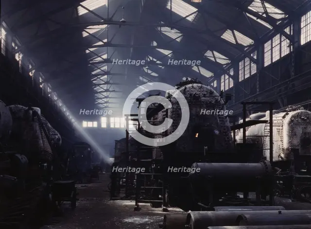 Santa Fe R.R. locomotive shops, Topeka, Kansas, 1943. Creator: Jack Delano.