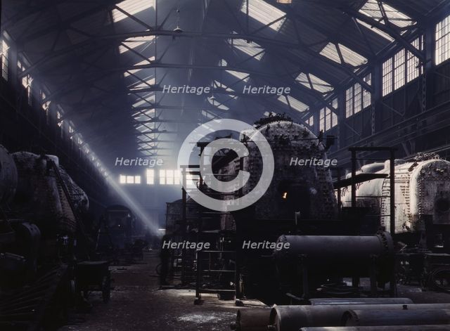 Santa Fe R.R. locomotive shops, Topeka, Kansas, 1943. Creator: Jack Delano.